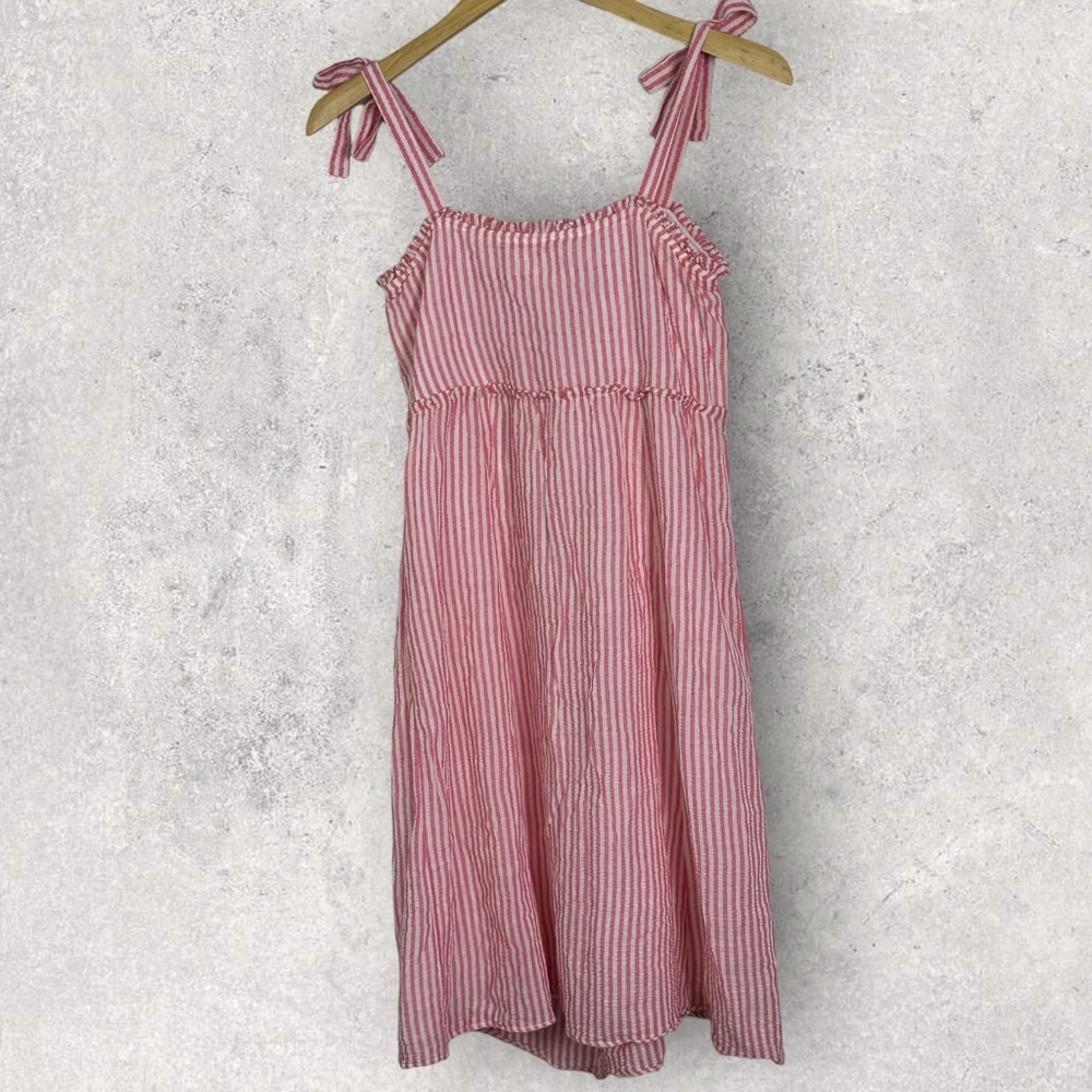 Sezane Juliette Pink Striped Midi Dress Size 34 French of US 2 Romantic Bohemian - Picture 6 of 13